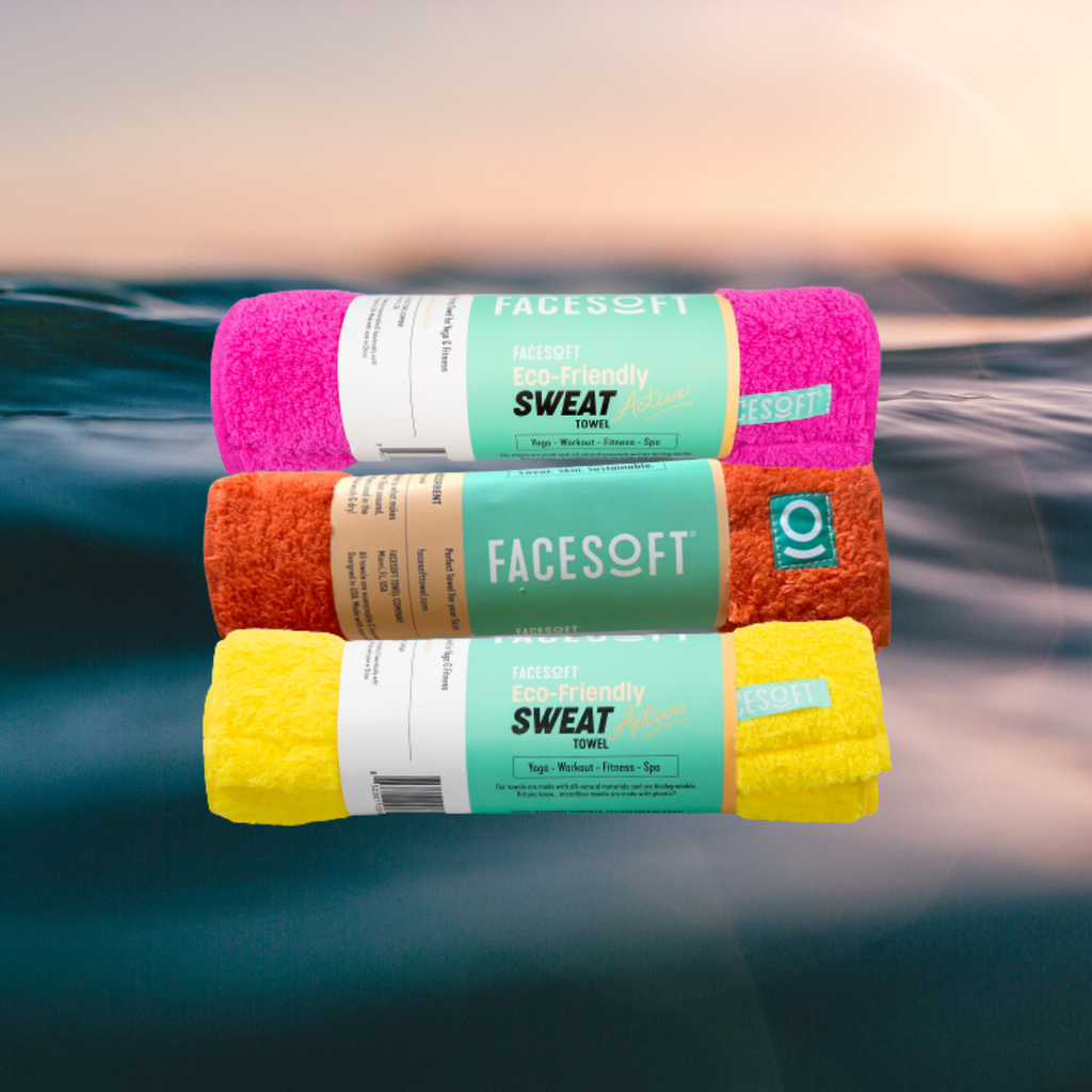 3PK Summer Sunset Eco-Soft Workout Towels - 1 Orange, 1 Pink, 1 Yellow