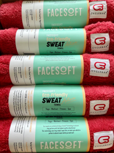 (10 PACK BUNDLE) Wholesale Red Cyclebar Color and Icon Eco-Soft Workout Towels Co-Branded