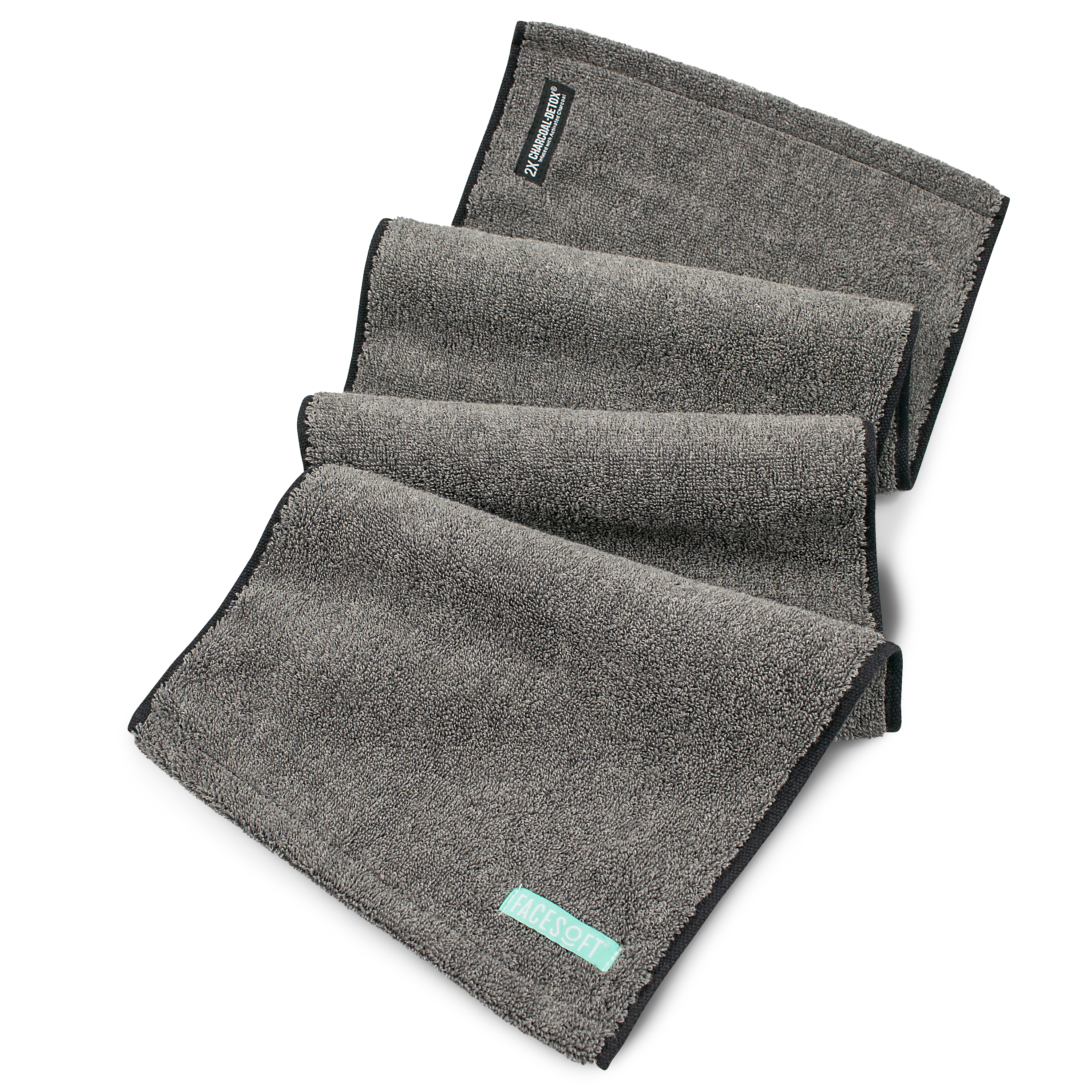 (10 PACK BUNDLE) 2X PRO Charcoal detox® Infused double charcoal Active size towel