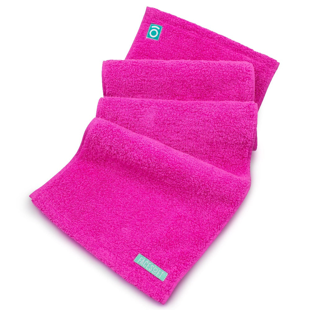 Facesoft Eco-Friendly Yoga Sweat Towel - 100% Cotton Soft and Absorbent (10 x 38 Inches, Pink)