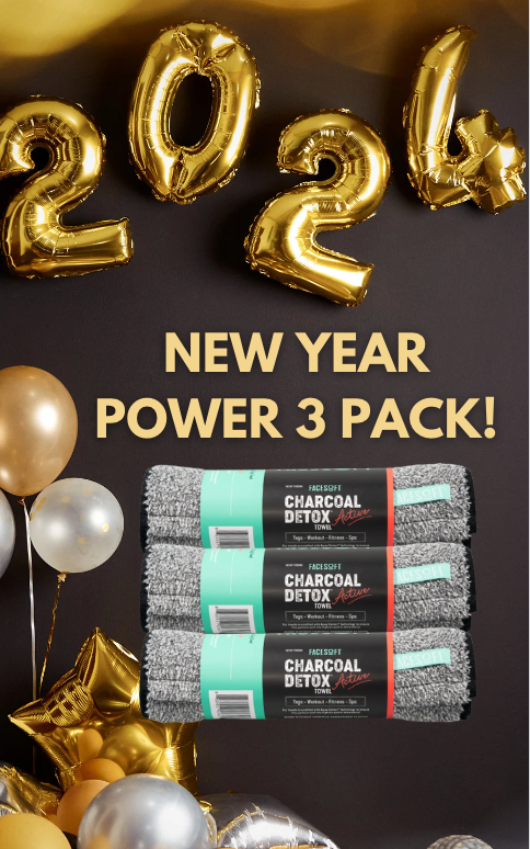 3PK New Year Resolution - 3PK Charcoal Active Power! - Patent Pending: Charcoal-Infused Towel