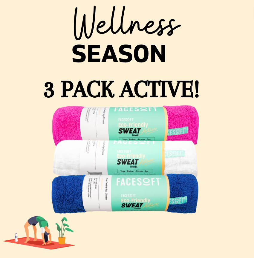 3PK Wellness SZN - Eco-Soft Workout Towel - 1 blue, 1 pink, 1 white!