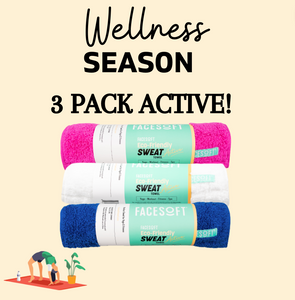 3PK Wellness SZN - Eco Active Sweat Towels - 1 blue, 1 pink, 1 white!