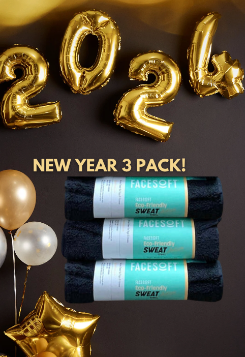 3PK New Year Black Bundle - 3 Black Active Eco Sweat Towels – FaceSoft Towel  Company