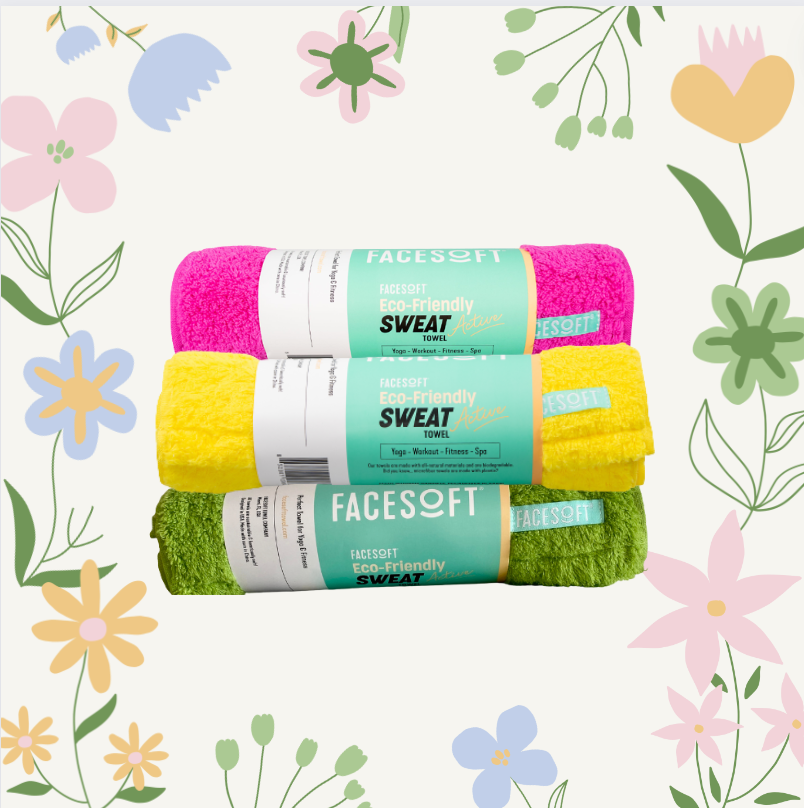 Spring 3PK Yellow, Green, Pink Active Eco-Skin Towels