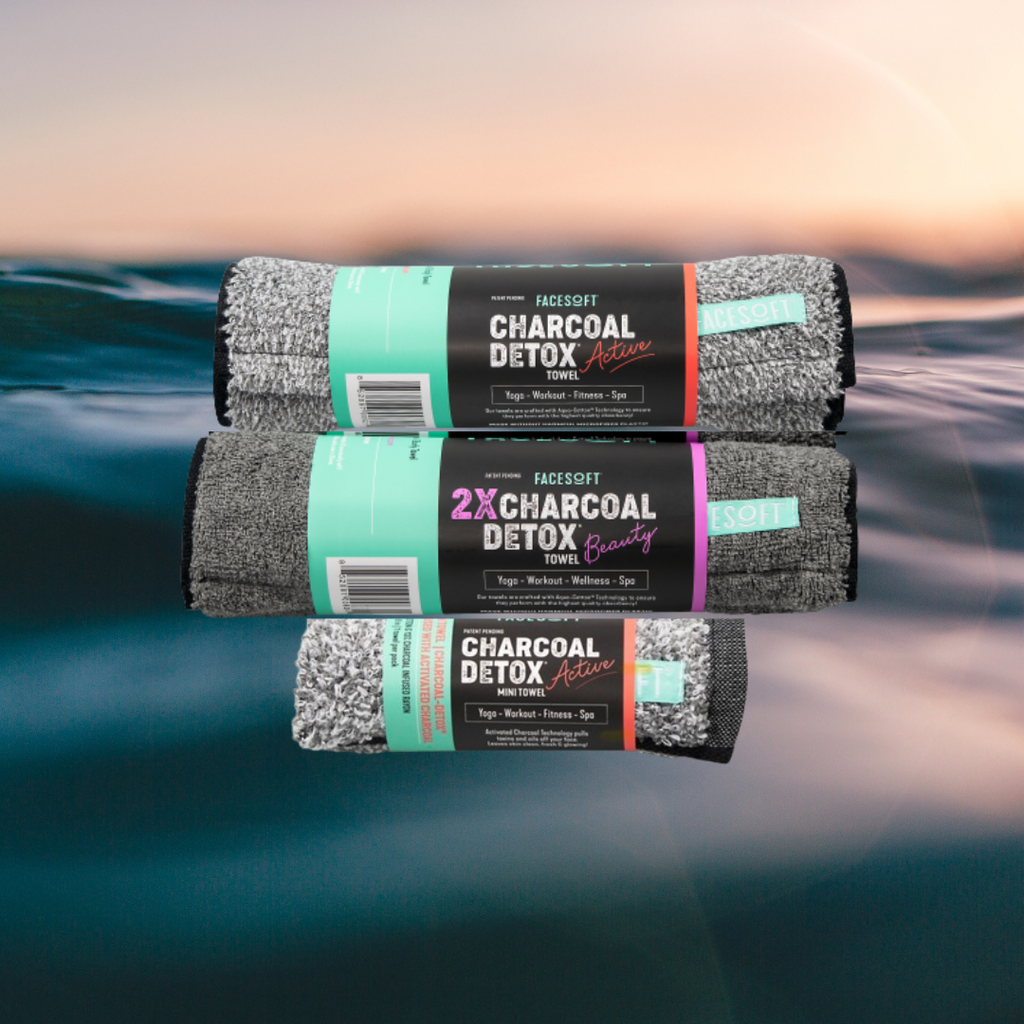 3PK Summer SWEAT PACK Charcoal-Detox Towels - 1 Charcoal, 1 2X PRO, 1 3PK MINI Charcoal - US Patent #11,982,024 – CHARCOAL-INFUSED TOWEL