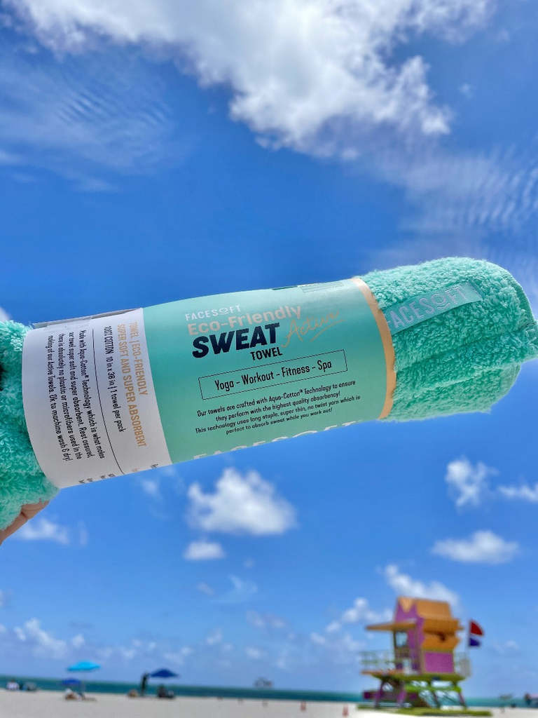 Sweat towel active aqua color Eco Friendly